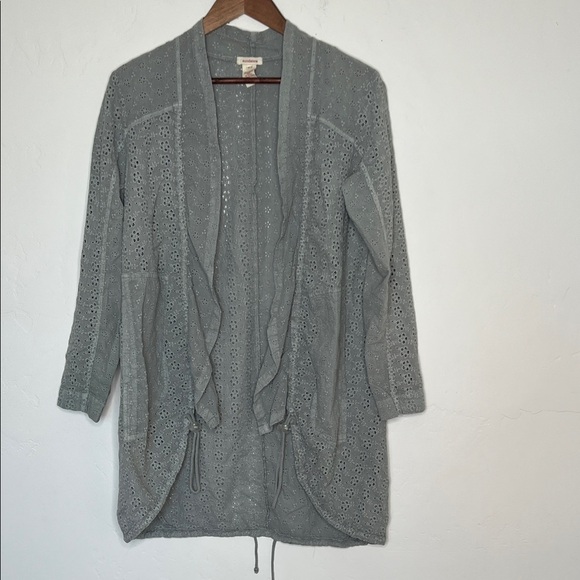 Sundance Moonlight Artsy Gray Eyelet Jacket Womens Medium Cardigan Sweater Boho - Picture 2 of 4